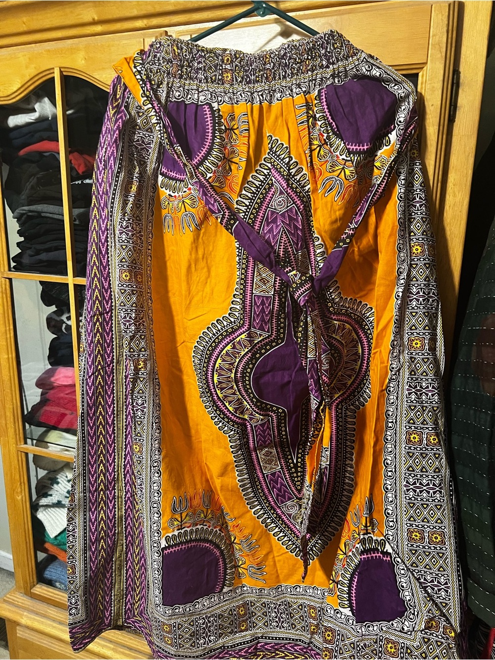 Vibrant Orange & Purple Dashiki Maxi skirt